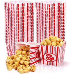 Tebery 30 Pack Plastic Open-Top Popcorn Boxes Reusable Popcorn Containers Bucket Tub - 3.75" Tall x 3.75" Square