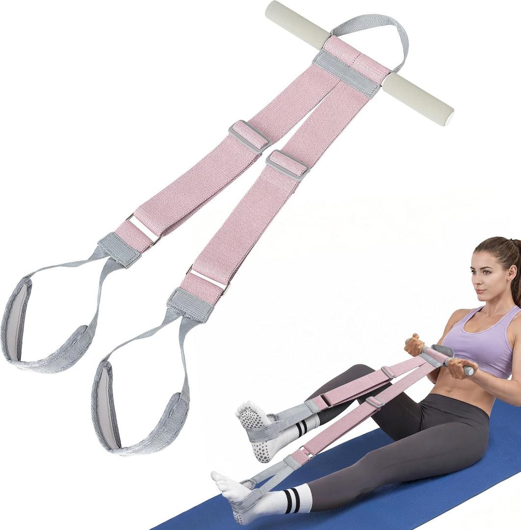 Foot Pedal Resistance Band for Women Core Workout, Fabric Resistance Band with Handles 150lb Full-Body Exercise Band for Arm & Leg Muscle Training, Adjustable & Fixed Length Options