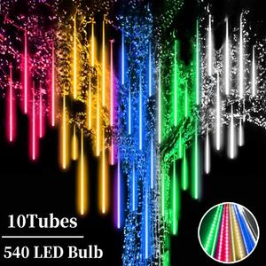 Meteor Shower Lights - 20 Inch 10 Tube 540 LED Rain Falling Icicle Cascading Lights for Xmas Tree, Halloween, Patio, Garden, Roof Eaves Decoration (Multicolor)