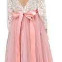 Abaowedding Lace V-Back Flower Girl Dress Tutu Tulle Princess Party Dress with Satin Sash, 6-7Y