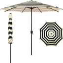 Abba Patio 9FT Lyon Outdoor Patio Umbrella Outdoor Table Umbrella with Push Button Tilt and Crank Market Umbrella 8 Sturdy Ribs UV Protection Waterproof for Garden Deck Backyard Pool, Black & Ivory