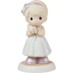 Precious Moments Blessings On Your First Communion Blonde Hair Girl Figurine, Bisque Porcelain Communion Gift for Girls, Religious Keepsake for Catholic and Christian Faith