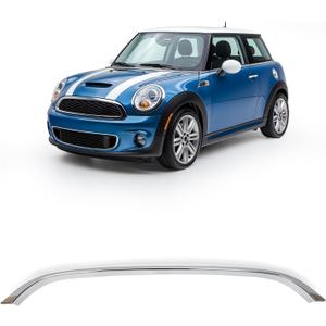 ECOTRIC Chrome Grille Hood Trim Moulding Compatible with 2009-2015 Mini Cooper R55 R56 R58 R59 Replacement for MC1235100 51132751040, Front Molding Grille Chrome Trim