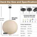Large Paper Pendant Light with Cord and Canopy, 20in Off-White, 19.7in