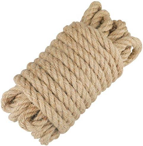 jijAcraft Jute Rope - 1/2 inch, 33 Feet x 12mm Thick, Heavy Duty Strong, Natural, for Crafts, Cat Scratching Post, Bundling, Hanging, Decorative