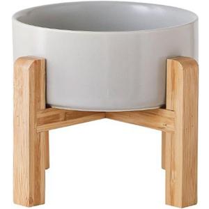 Petygooing Grey Elevated/Raised Ceramic Dog Bowl for Small Breeds, Dog Food Water Dish with Stand,Pet Feeding Bowl with Anti Slip Rubber for Cats and Small Dogs Puppy 13.5 OZ (5.1In / 1.7 Cups)