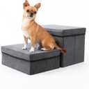 Foldable Dog Stairs/Steps 2-Tier Pet Steps Storage and Adjustable Steps for Small Medium Dogs Pet Steps Storage Stepper for High Beds Sofa Pet Dog Cat