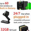 Spy Camera, No WiFi Security Camera with 32GB TF Card, 1080P FHD Mini Cameras with 360 Rotation Bracket, Small Cameras for Home/Indoor/Outdoor Security(Black)
