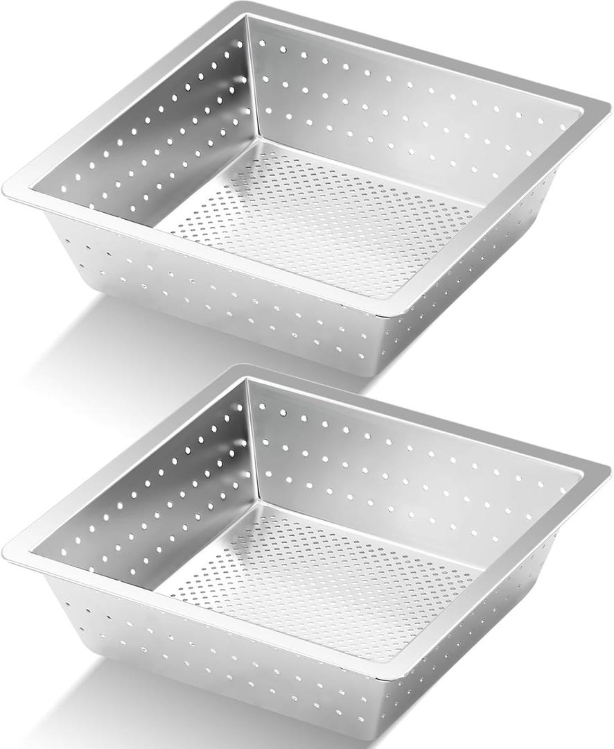 Tuanse 2 Pcs 10 x 10 x 3 Inch Stainless Steel Commercial Floor Drain Strainer Square Floor Drain Filter Accessories for Commercial Kitchen Restaurant Diner Cafe