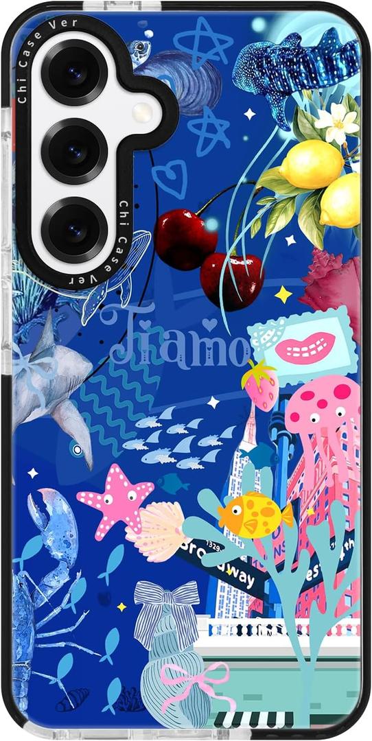 for Samsung Galaxy S23 Ultra Case Pink Ocean Adventure Collage Pattern Military Grade Drop Protection, Voyage Slim TPU with Camera Protection, Aesthetic Summer Design for Women Girls (BlueSea2)