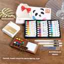 2026 New Watercolor Kit, Mini Watercolor Paint Set, Pocket Watercolor Set with Paint, Brush,bag, Sketchbook & Copper Clip, Travel Kit for Beginners, Artists & Painting Enthusiasts(Walnu -15 Grids)