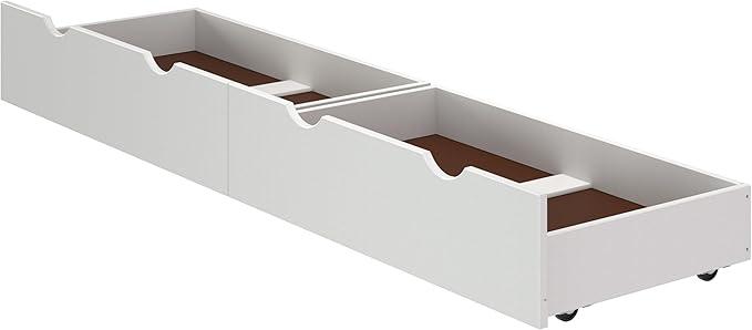 White Wood Storage Drawers on Wheels – Bedroom Dresser Organizer Shelf – Set of 2 – Perfect for Small Spaces and Clothing Storage – 9 3/8 Inches Tall