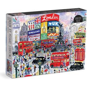 Galison Michael Storrings 1000 Piece London Jigsaw Puzzle for Adults  Illustrated Art Jigsaw Puzzle with Scene from The Streets of London  Fun Indoor Activity, Multicolor