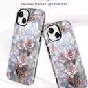 Jusy Magnetic Stained Glass Floral Case for iPhone 17, Pink Rose | Compatible with MagSafe, Cute Aesthetic Flower Design, TPU and PC Protective Phone Cover