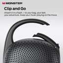 Monster Clip-On Speaker with Carabiner, Ultra-Portable Bluetooth 6.0 Shower Speaker IPX7 Waterproof, 29H Playtime Small Wireless Speaker for Hiking Camping Beach Outdoor Travel - Black