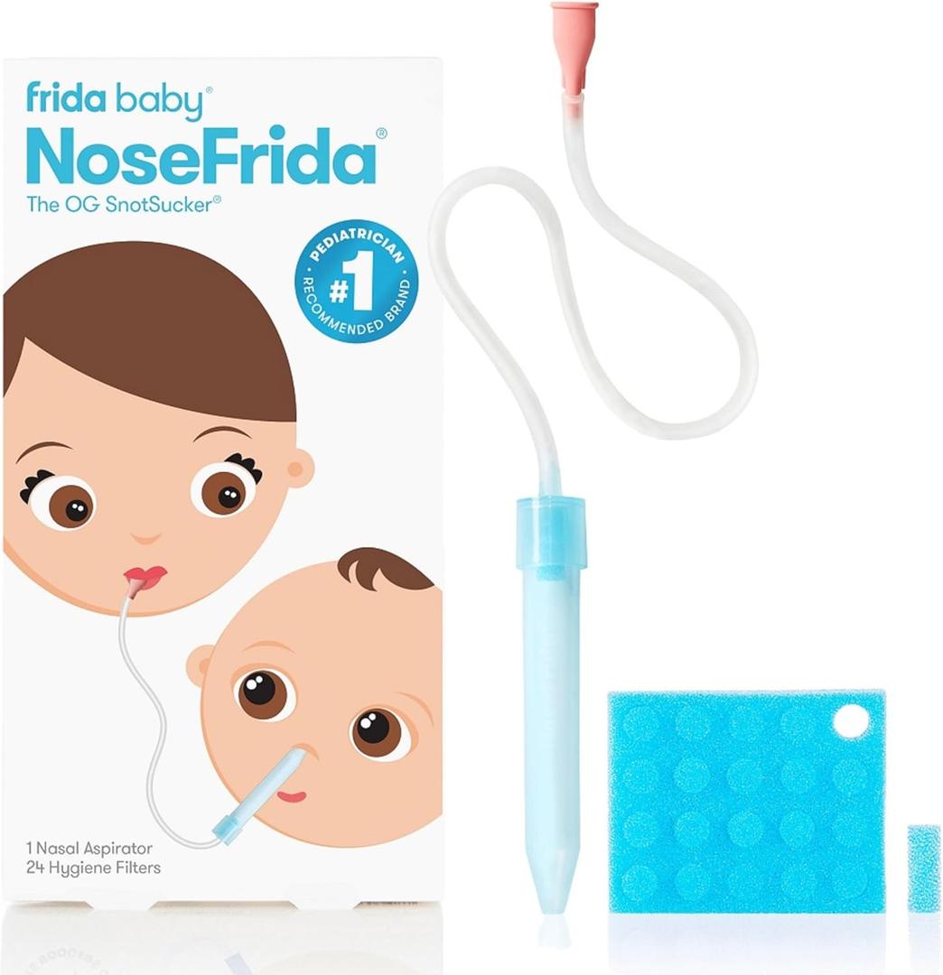 Frida Baby NoseFrida SnotSucker for Baby, Nasal Aspirator for Baby, Nose Sucker, Nasal Aspirator for Allergy Relief + Congestion Relief with 24 Extra Hygiene Filters, FSA/HSA Eligible (Nosefrida 24 Filter)