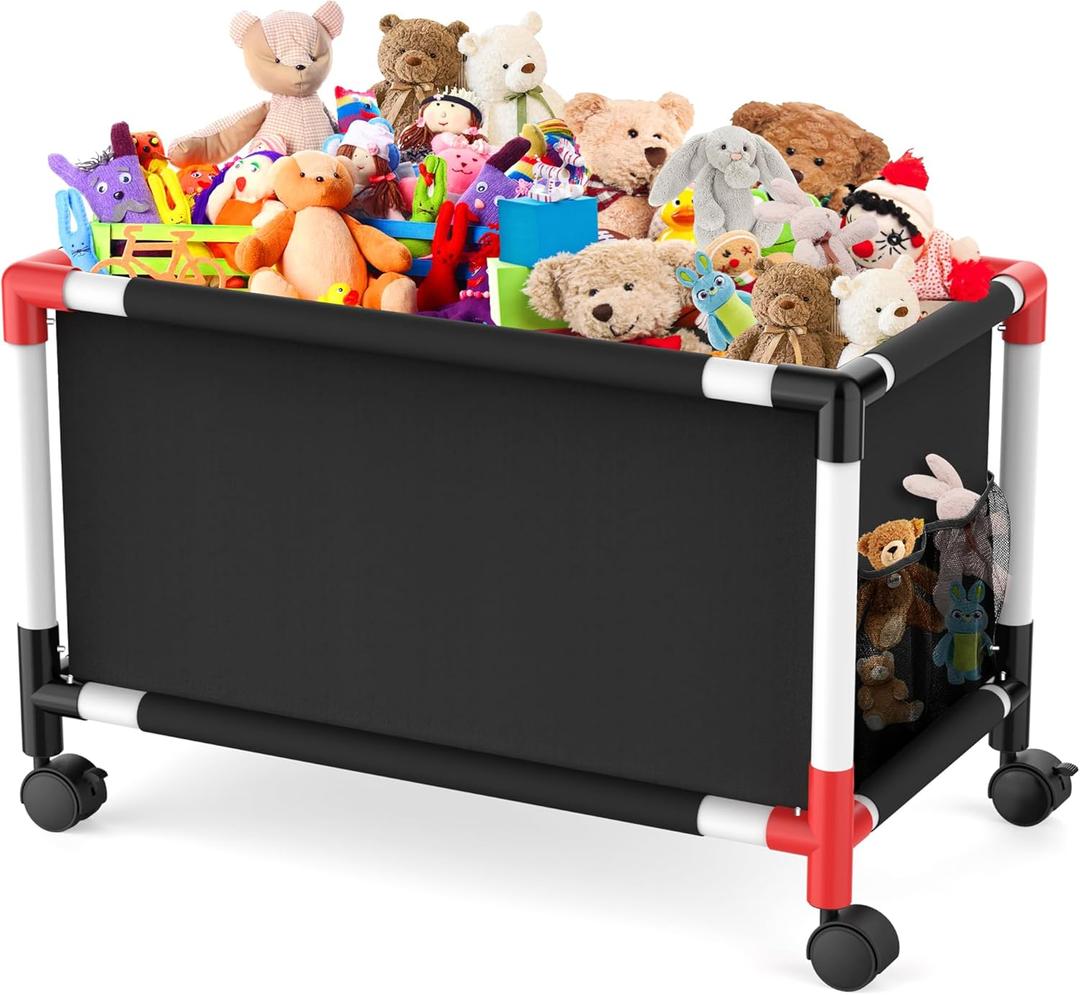 Extra Large Toy Box, Kids Storage Organizers with 360 Wheels, 120L Oxford Toy Chest Boxes for Boys Girls, Home Storage Organizer Toybox for Bedroom Living Nursery, 28.4 x 15.4 x19 Inches