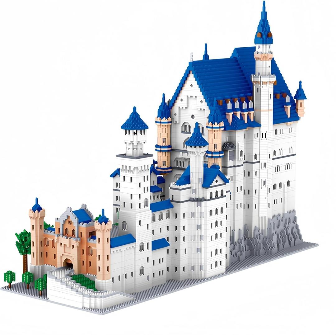 Huge Swan Stone Castle Micro Mini Blocks 10000pcs Challenging Building Set, High-Difficulty 3D Puzzle, Ultimate Achievement, Cool Decorative Piece, Perfect Time-Killer, 24 cm x 64 cm x 51 cm