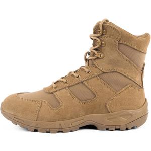 QUNLON Tactical Military Combat Boots Lightweight Desert Jungle Army Work Outdoor Motorcycle Boots Side Zipper (8, Coyote-upgrade Zip)