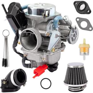 GY6 Carburetor 150cc for 4 Stroke 125cc 152QMJ 157QMJ Engines Electric Choke Motorcycle Scooter 24mm PD24J Carb with Intake Manifold