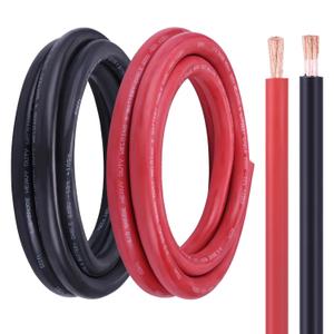 4/0 Battery Cable, 10FT Red + 10FT Black 4/0 Welding Cable, Stranded Oxygen-Free Pure Copper Wire for Automotive, Battery, Solar, Marine and Generator