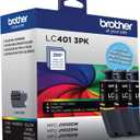 Brother Genuine LC401 Standard Yield 3-Pack Ink Cartridges Includes 1 Cartridge Each of Cyan, Magenta and Yellow , 3 Count (Pack of 1)