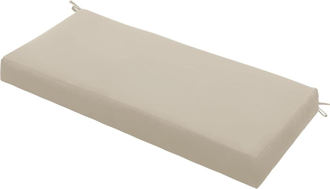 Outdoor Bench Cushion Waterproof 36"x14", Fade-Resistant Patio Furniture Replacement Pad with Ties - Also Fits Indoor Entryway Bench or Window Seat, Cream