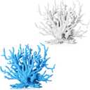 2 Pack Artificial Coral Reef Decor for Aquarium Blue and White Fish Tank Decorations for Landscaping Cute Plastic Ornaments for Terrarium