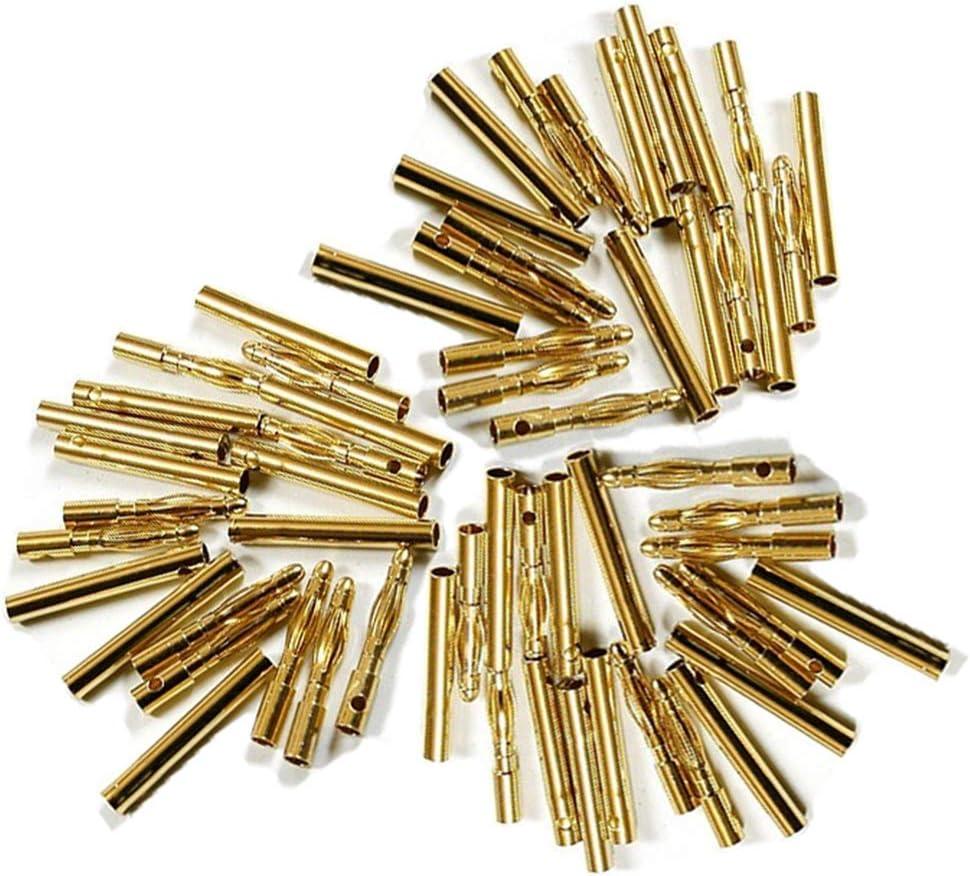 30 Pairs 2.0mm Gold Bullet Banana Connector Plug 2mm Male & Female Bullet Connector for RC Model ESC Motor