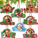 Yalikop 16 Pcs Christmas Photo Frame Ornaments Wooden Nutcrackers Santa Snowman Snowflake Picture Frame Tree Decoration DIY Photo Keepsakes for Xmas Party Decorations Winter Holiday Gift (Wishes)