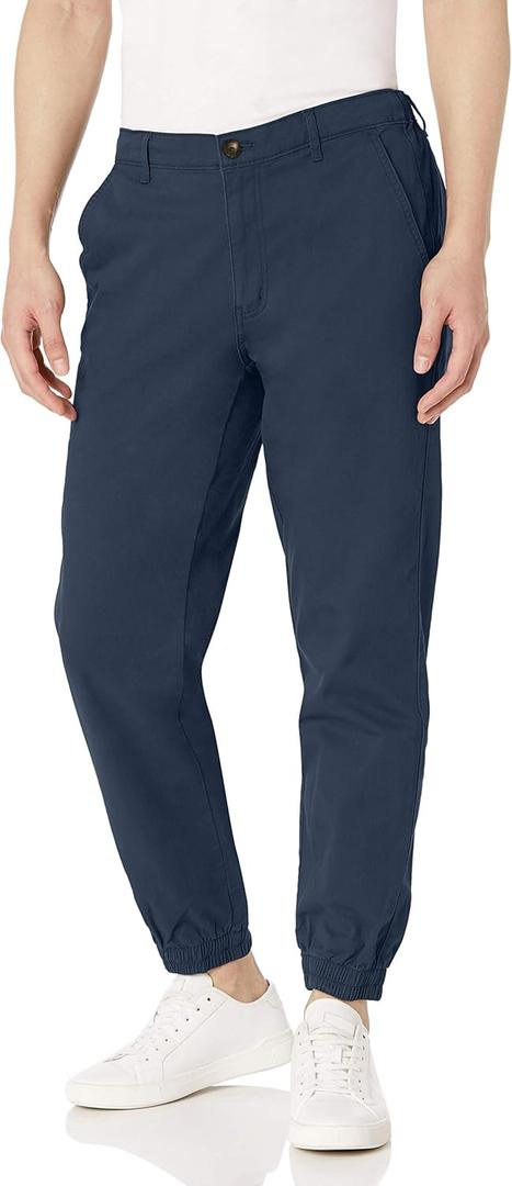 Amazon Essentials mens Straight-Fit Chino Jogger Pant (Large, Navy)