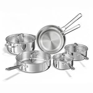Tri-Ply Stainless Steel Cookware Set, 10pcs Pots and Pans Set Non Toxic