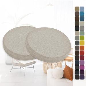 Chair Pads Non Slip Round Cushions Set of 2, Soft 19 1/4 Inch Round Floor Cushions, 1.2” Thick Breathable Cover Detachable Seat Cushion for Kitchen Tatami Dining Office,Khaki