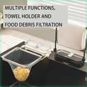 Suction Cup Foldable Metal & Plastic Sink Strainer - 50 Detachable Mesh Bags, Edge-Mounted Kitchen Drain Filter with Collapsible Basket, Anti-Slip Food Waste Catcher for Sink (black)