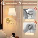 Battery Operated Wall Sconce Set of 2, Rechargeable Wireless Wall Lights with fabric Lampshade, 5200mAh Dimmable Bulbs with Remote,15 Colors Wireless Wall Lamps for Bedroom Living Room Hallway Decor