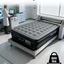 Queen Air Mattress with Built in Pump, Inflatable Mattress for Home, Blow up Air Bed 3 Min Quick Inflation and Deflation, Thin Velvet Top, 18'' Queen Size Gray