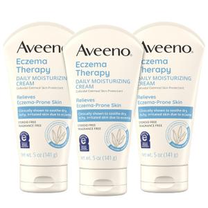 Aveeno Eczema Therapy Daily Moisturizing Body Cream for Sensitive Skin, Soothing Eczema Relief Cream, Colloidal Oatmeal & Ceramide for Dry & Itchy Skin, Steroid- & Fragrance-Free, 5 oz, Pack of 1