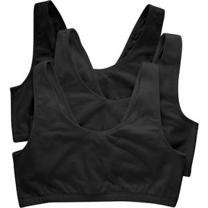 Hanes Women's Scoopneck Cotton Bralette Crop Top (3 Pack) (XX-Large, Black/Black/Black)