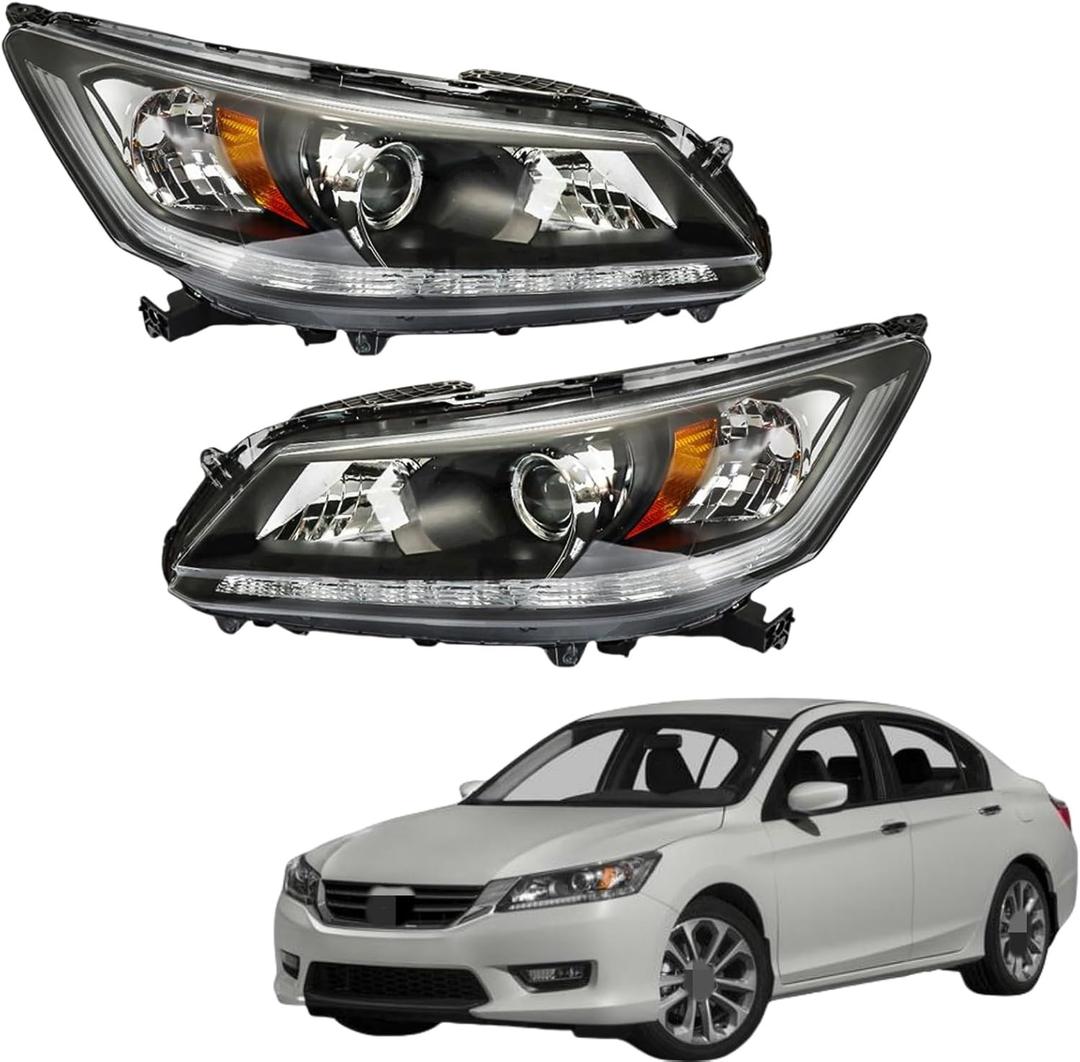 labwork Headlight Assembly Replacement for Honda Accord 2013 2014 2015 DRL Headlights Set Driver  Passenger Side