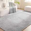 Amazon Basics Fluffy Washable Area Rug, Shaggy Carpet for Living Room, Bedroom, 5' W 7' L (Grey)