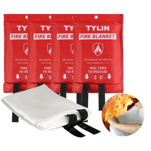 TYLIN Emergency Fire Blanket for Home & Kitchen 40” x 40” - 2 Pack, High Heat Resistant Fire Suppression Blankets for Home Safety, Kitchen, and Camping Fiberglass Welding (2)