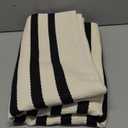 OLANLY Beige and Black Striped Rug 3' x 5' Washable Cotton Doormat for Indoor Outdoor Use, Layered Front Porch Rug for Entryway, Kitchen, Patio