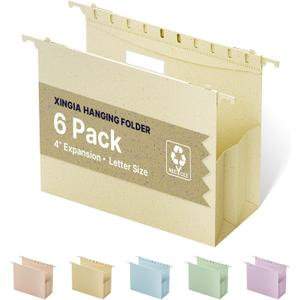XINGIA Extra Capacity Hanging File Folders, 6 Pack Letter Size Hanging Folders with 1/5-Cut Tabs, Hanging File Folder Organizer for Office Home Filing Cabinet, Designed for Bulky Files, Medical Charts