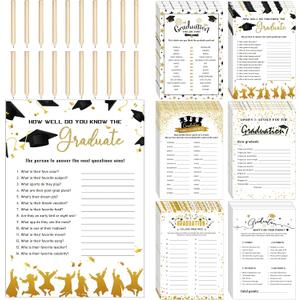 Jutom 210 Pieces Graduation Party Games 2025 Graduation Game Cards Graduation Party Favors and 20 Pieces Pencils for High School College Senior School Grad Celebration Party Supplies