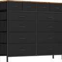 VASICAR Large Dresser for Bedroom with 12 Deep Drawers, Tall Fabric Drawer Dresser, Chest of Drawers for Closet, Nursery, Living Room, Laundry, Entryway, Hallway (Black)