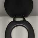 J&V Textiles Embroidered Soft Round Toilet Seat With Easy Clean & Change Hinge, Padded (Black)