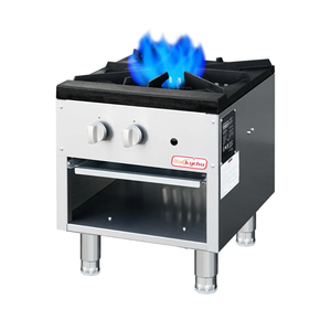 Commercial Gas Stove with Cabinet, 80,000 BTU Single Burner Stove Range, 18" Countertop Cooking Stockpot Range for Restaurant, kitchens & school, Stainless Steel Gas Hot Plate
