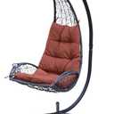 Cushioned Rattan Wicker Hanging Chair with Stand