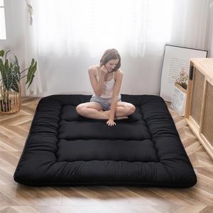 MAXYOYO Japanese Floor Mattress 4" Thick Twin Size Foldable Futon Mattress | Sleeping Pad Foldable Roll Up Mat Boys Girls Dormitory Pad Kids Floor Lounger, Black