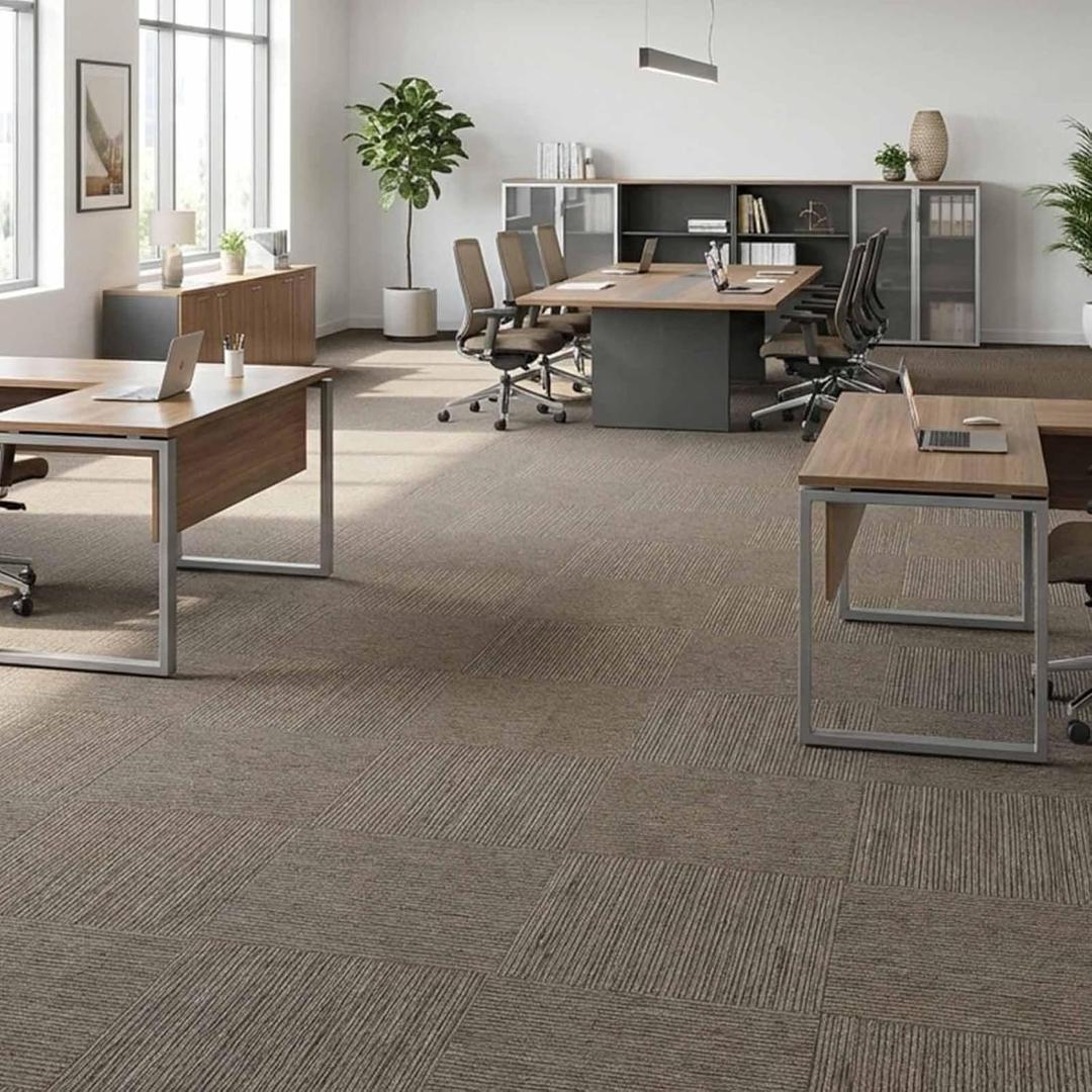 24" x 24" Commercial Carpet Tiles 18 Pack (72 Sq Ft), Heavy Duty Carpet Squares with Non-Slip Backing, Modular Flooring for Office, Basement, Home, Garage (Beige)